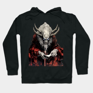 Krampus: A Yuletide Journey into Alpine Folklore on a dark (Knocked Out) background Hoodie